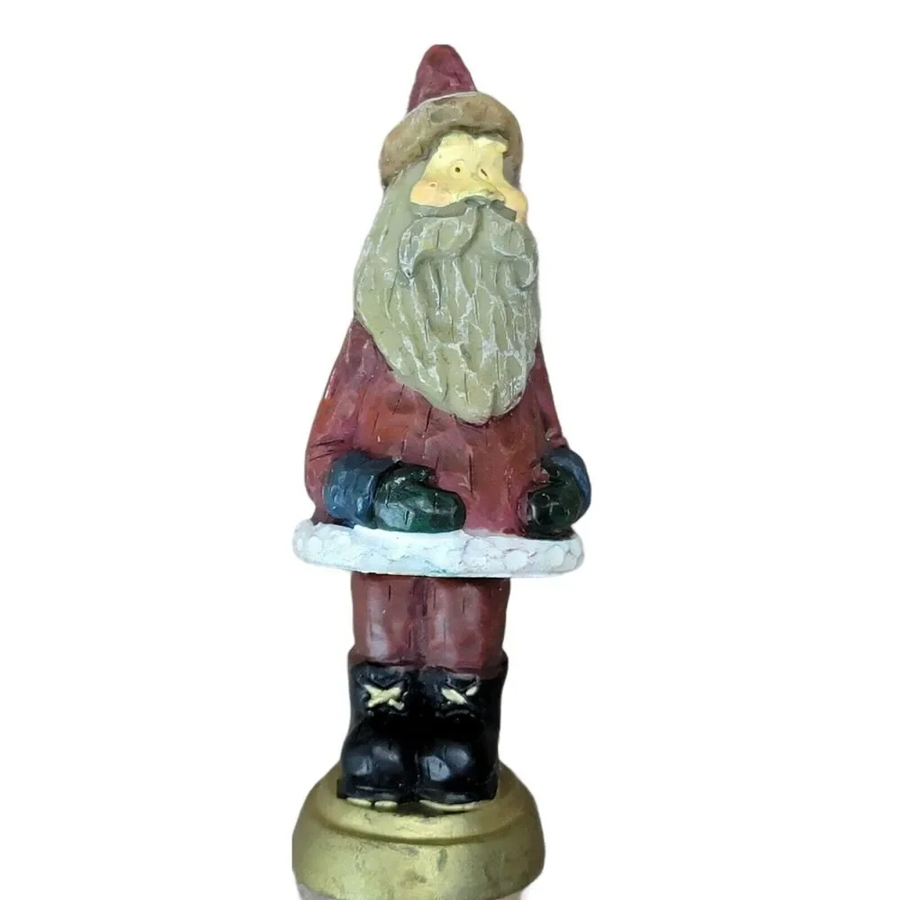 VTG 2000s Christmas Wine Bottle Stoppers Set 2 Pc Santa Reindeer Bobblehead Gift
